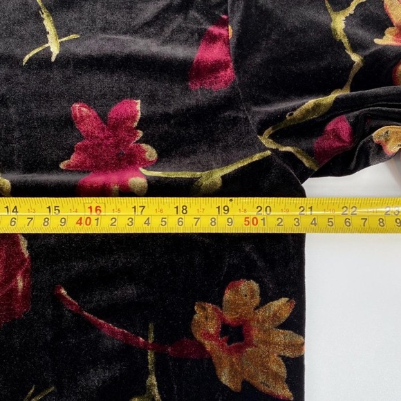 Vintage 90s Stretch Velvet Moody Floral Witchy Tunic Dark Romantic Grunge Top - Picture 8 of 10